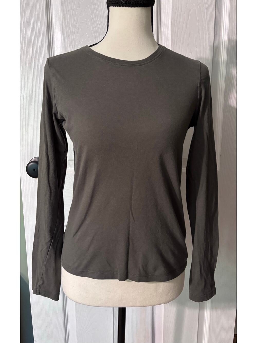 Everlane Long Sleeve Shirt Women's Size Small Green 100% Organic Cotton